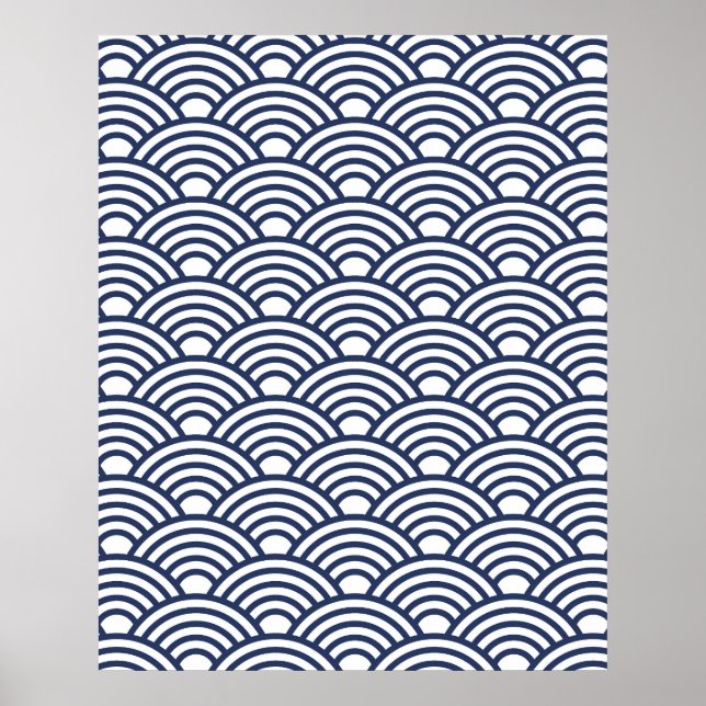 Antique Japanska Seigaiha Vågar Poster (Framsidan)