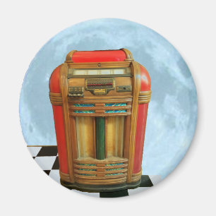 Antique Jukebox och Fullt Blue Måne Magnet