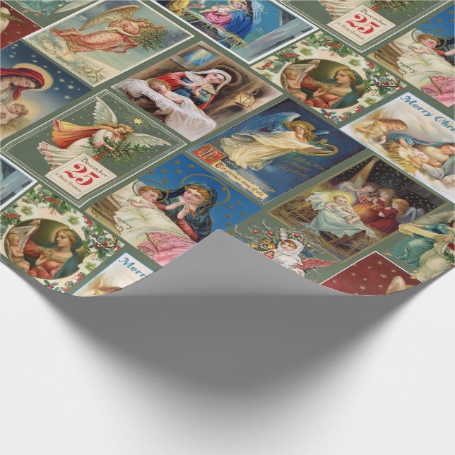 Antique julkort Baby Jesus Änglar Nativitet Presentpapper (Hörn)