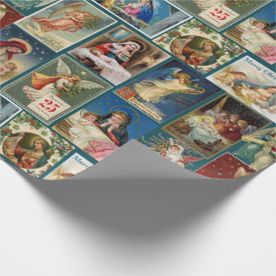 Antique julkort Baby Jesus Änglar Nativitet Presentpapper