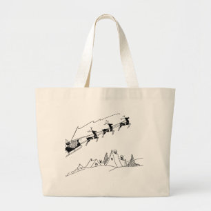 Antique Jultomten, Sleigh och Reindeer Totebag Jumbo Tygkasse