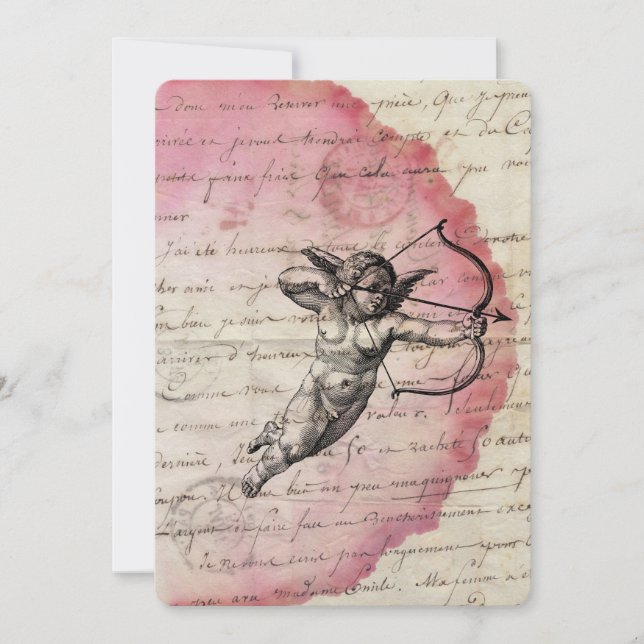 Antique Kärlek Brev Cupid Arrow Ephemera Collage Inbjudningar (Framsida)