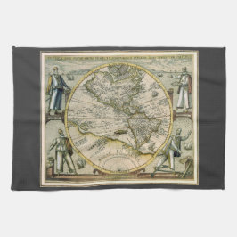 Antique Karta, 1596, America Sive Novus Orbis Kökshandduk