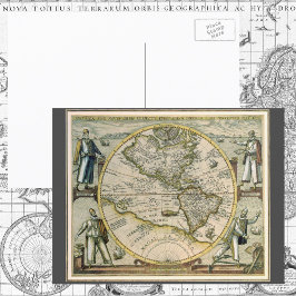 Antique Karta, 1596, America Sive Novus Orbis Vykort
