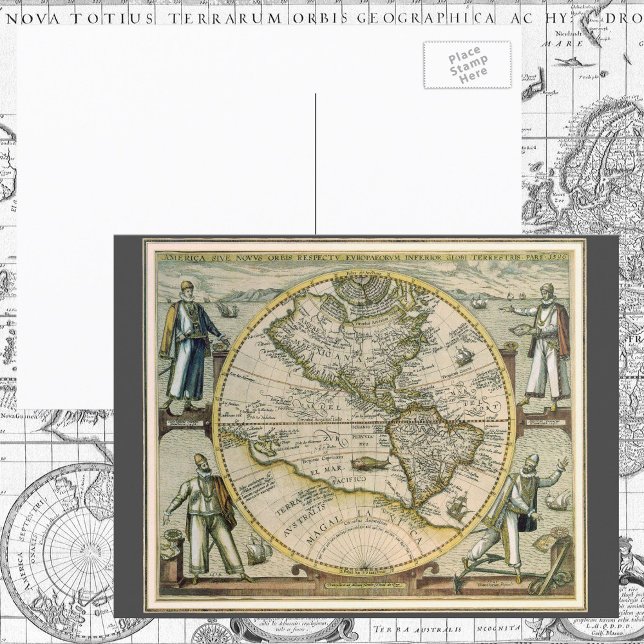 Antique Karta, 1596, America Sive Novus Orbis Vykort (Skapare uppladdad)