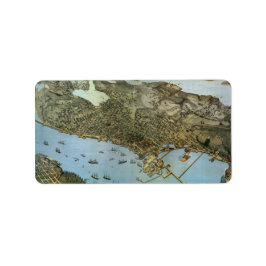 Antique Karta Aerial View City of Seattle Washingt Adressetikett