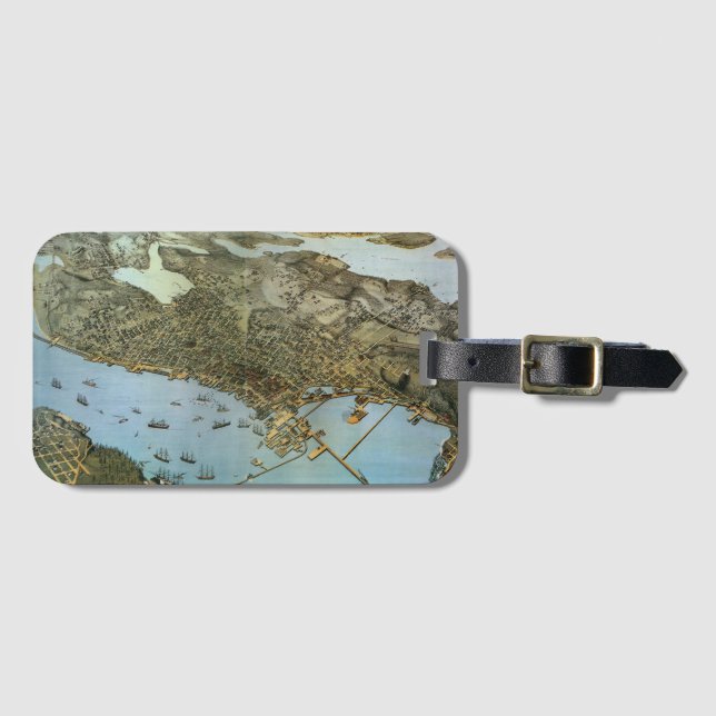 Antique Karta Aerial View City of Seattle Washingt Bagagebricka (Framsida horisontal)