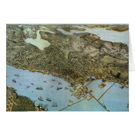 Antique Karta Aerial View City of Seattle Washingt Hälsningskort