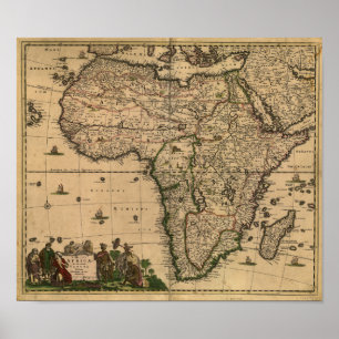 Antique Karta av Afrika 1680 från Frederick De Wit Poster