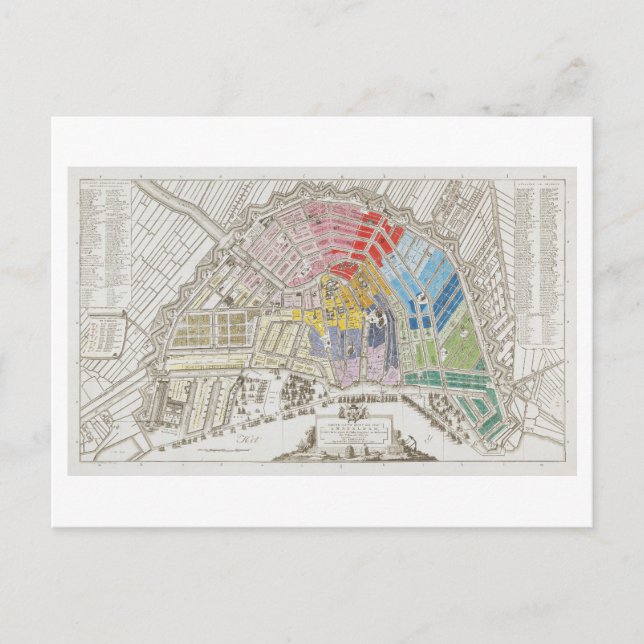 Antique Karta av Amsterdams vykort (Framsida)