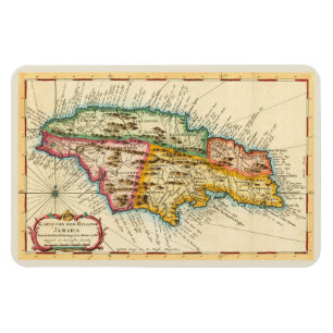Antique Karta av Jamaica 1758 Magnet