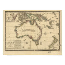 Antique Karta från Australien 1826