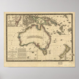 Antique Karta från Australien 1826 Poster