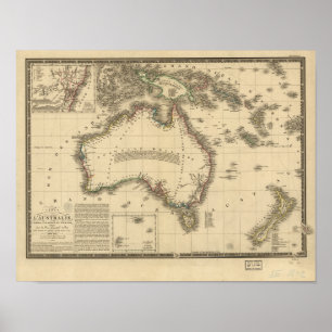 Antique Karta från Australien 1826 Poster