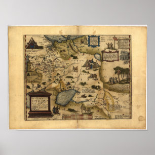 Antique Karta från Ryssland ORTELIUS ATLAS 1570 A. Poster