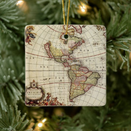 Antique Karta i Amerika av Johannes De Ram Julgransprydnad Keramik