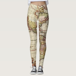 Antique Karta i Amerika av Johannes De Ram Leggings