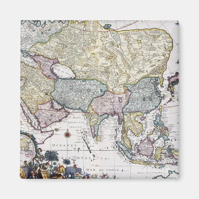 Antique Karta i Asien | 1696 Magnet (Framsidan)