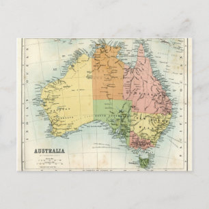 Antique karta i Australien Vykort