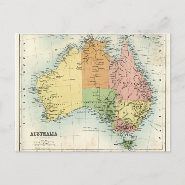 Antique karta i Australien Vykort (Framsida)
