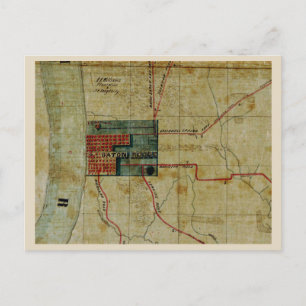 Antique karta i Baton Rouge Louisiana Area Vykort