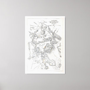 Antique Karta i Boston   1775-1776 Canvastryck