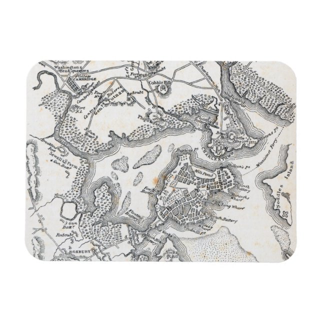 Antique Karta i Boston | 1775-1776 Magnet (Horisontell)