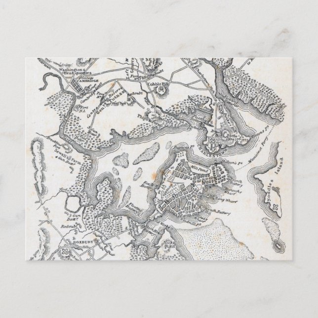 Antique Karta i Boston | 1775-1776 Vykort (Framsida)