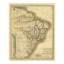 Antique karta i Brasilien 1821
