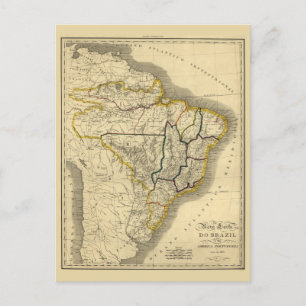 Antique karta i Brasilien 1821 Vykort