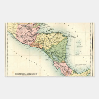 Antique karta i Centralamerika Rektangulärt Klistermärke