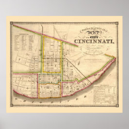 Antique karta i Cincinnati Ohio Poster