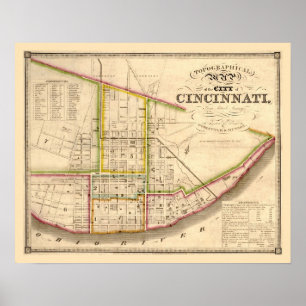 Antique karta i Cincinnati Ohio Poster