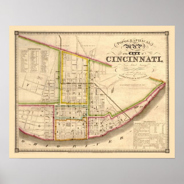 Antique karta i Cincinnati Ohio Poster (Framsidan)