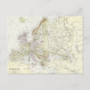 Antique karta i Europa Vykort