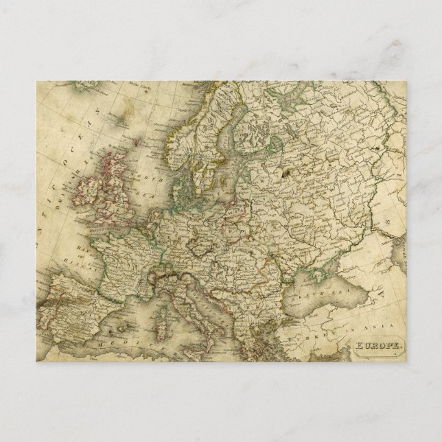 Antique Karta i Europa Vykort (Framsida)