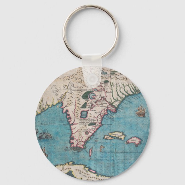 Antique Karta i Florida och Kuba Nyckelring (Framsida)