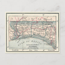 Antique karta i Florida Panhandle-området