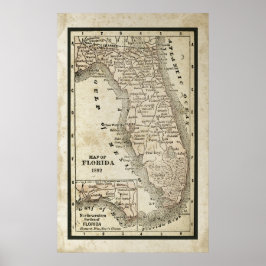 Antique Karta i Florida Poster