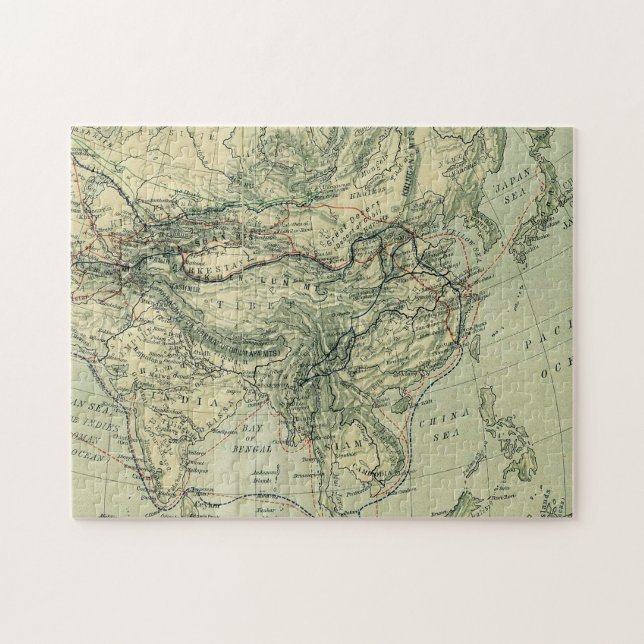 Antique Karta i Indien och Tibet Pussel (Horisontell)