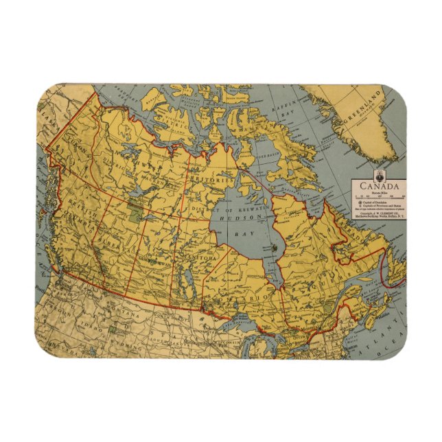 Antique Karta i Kanada Magnet (Horisontell)