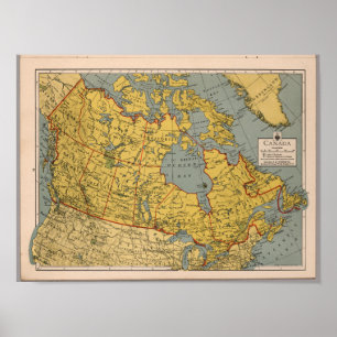 Antique Karta i Kanada Poster