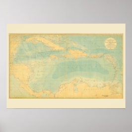 Antique Karta i Karibiska havet Poster