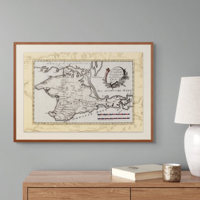 Antique karta i Krims Peninsula Poster (Size shown is appox. 30 x 20 inches. Other sizes available. Frame not included.)