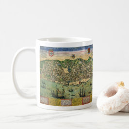 Antique Karta i Lissabon, Portugal, Braun/Hogenber Kaffemugg