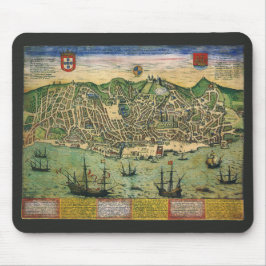 Antique Karta i Lissabon, Portugal, Braun/Hogenber Musmatta