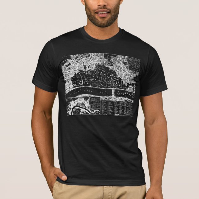 Antique Karta i London 1666 Shirt T (Framsida)