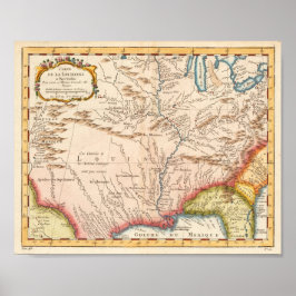 Antique Karta i Louisiana 1760 Poster