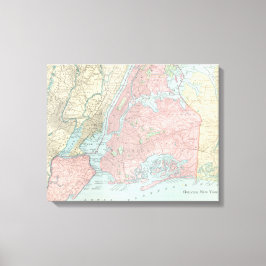 Antique Karta i New York City Canvastryck
