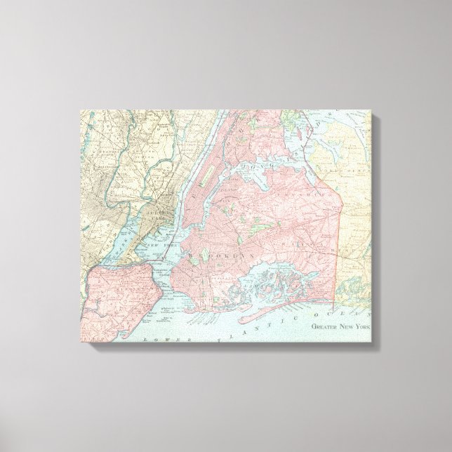 Antique Karta i New York City Canvastryck (Framsida)